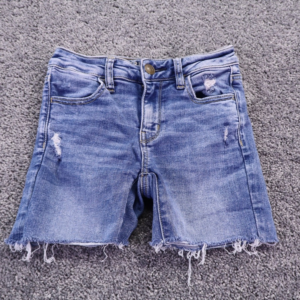 American Eagle Jegging Shorts Womens 0 Blue Distressed Next Level Stretch Denim